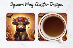 Halloween Highland Cow Mug coaster | Coaster | Sublimation Product Image 1
