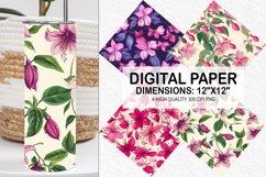 Fuchsia Flowers Pattern Digital Paper- Flowers Background Product Image 1