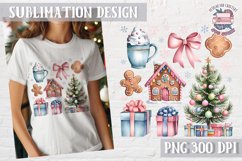 Christmas Coquette Bow PNG Holidays Funny Watercolor Product Image 1