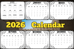 editable 2026 horizontal Calendar with frame template Product Image 2