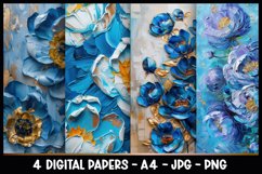 4 Beautiful Flowers Digital Papers I Junk Journal Pages Product Image 1