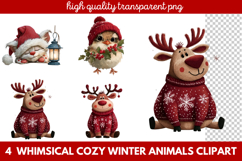 Whimsical Cozy Winter Animals Clipart | Cute Snowy Forest Product Image 1