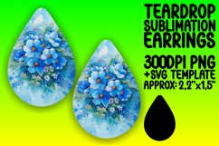 Sublimation PNG - Floral Teardrop Earring Design Product Image 1
