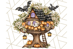 Halloween Fairy House Clipart PNG, Spooky Cottage Art Product Image 2