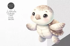 Ocean clipart, Sea turtle clipart, Watercolor clipart Product Image 1
