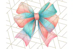 Coral and Aqua Christmas Clipart PNG, Pastel Holiday Art Product Image 2
