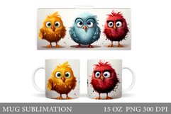 Funny Birds Mug Design. Cute Birds Mug Sublimation Product Image 1