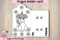 Lovely unicorn in flowers ,Crayon Holder Card for baby showe Product Image 2