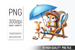 Summer squirrel Clipart PNG | Summer Watercolor Animals Product Image 1
