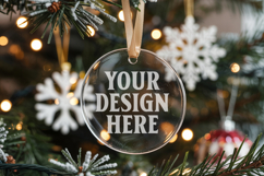 Christmas Acrylic Ornament Mockups | Round Clear Acrylic Orn Product Image 1