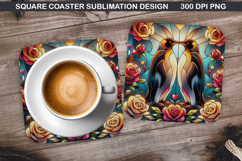 Penguin Coaster Sublimation, Valentine Coaster PNG Design Product Image 1
