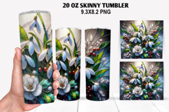 Florals Skinny Tumbler 20oz Wrap Design, Winter Tumbler PNG Product Image 1