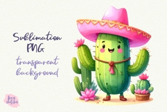 Funny Pink Cowboy Cactus Sublimation Design Kawaii Cacti Product Image 1