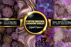 Coffee Brown Lagoon Violet Digital Papers - 04 variations Product Image 1