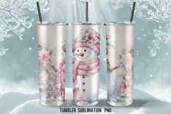 Vintage Pastel Snowman Tumbler Sublimation Designs | Tumbler Product Image 2
