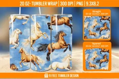 Horse Seemless Tumbler Wrap Designs, Sublimation Wrap Product Image 1