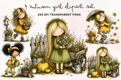 Autumn Girl Clipart PNG Product Image 1