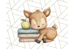 Cute Back to School Animals PNG Clipart with Books & Bags Product Image 2