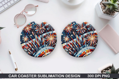 4th Of July Car Coaster Sublimation| 4th Of July Coaster PNG Product Image 1