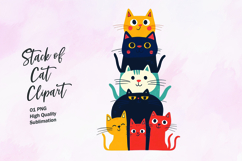 Stack of colorful cat watercolor clipart PNG Product Image 1
