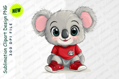 Cartoon Koala Wearing Red Shirt And Sneakers Clipart Product Image 1