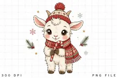 Christmas Baby Goat With Candy Cane PNG Sublimation Design Product Image 3