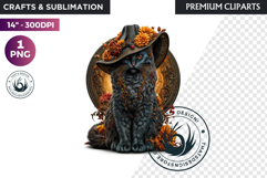 Black Cat Familiar Clipart PNG, Witch Cat, Mystical Animal Product Image 1