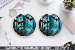 Bats Car Coaster Sublimation | Halloween Coaster PNG Product Image 1