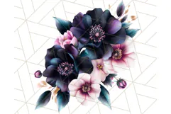 Gothic Floral PNG, Dark Aesthetic Flowers Clipart Print Product Image 2