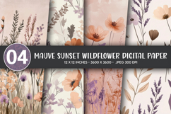 Mauve Sunset Wildflower Digital Paper Product Image 1