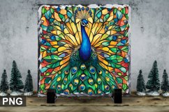 Stained Glass Peacock - Square Sublimation Slate Design Product Image 1
