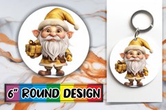 Festive Watercolor Gnome Keychain Round Design Sublimation Product Image 1