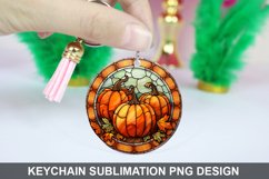 Pumpkin Keychain Sublimation, Round Keychain PNG Design Product Image 1