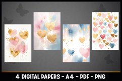 4 Digital Papers Hearts I Valentine&#039;s Day Papers Product Image 2