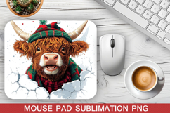 Christmas Highland Cow Mouse Pad Design - Unique Mouse Pad Product Image 1