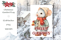 Watercolor Christmas Mouse Garden Flag Sublimation Design Product Image 1