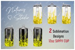 2 Yellow Fire Sublimation Patterns - 12 oz Sippy Cup. Product Image 1
