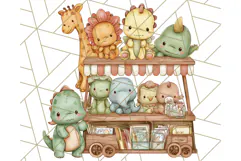 Cute Cartoon Dinosaur Clipart PNG, Prehistoric Animals PNG Product Image 2