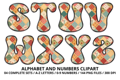 Vintage Patchwork Alphabet PNG Letters &amp; Numbers Product Image 4
