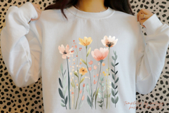 Watercolor Floral Meadow Clipart, Hand-Drawn Botanical png Product Image 6