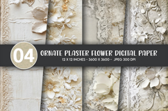 Ornate plaster flower digital paper Product Image 1
