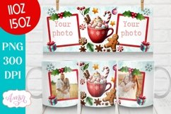 Hot cocoa photo mug wrap PNG, Christmas picture mug png Product Image 1