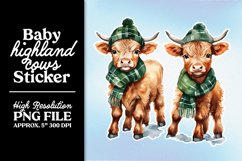 Baby Highland Cows PNG Christmas Stickers Product Image 19