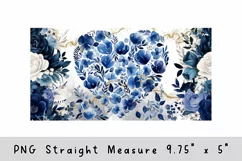 Blue Flower glass can wrap, Watercolor flowers sublimation Product Image 2