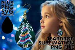 Stylish Teardrop Earrings Art PNG, Neon Xmas Product Image 1