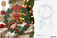Sleeping Elf Christmas Ornament Laser Cut | Glowforge | SVG Product Image 2