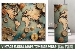 Vintage Floral Maps Tumbler Wrap Product Image 1