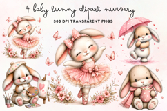Baby Bunny Clipart Nursery PNG Product Image 1