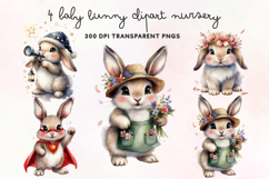 Baby Bunny Clipart Nursery PNG Product Image 1