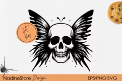 Halloween skull with butterfly wings, Svg File For Cricut. Product Image 1
